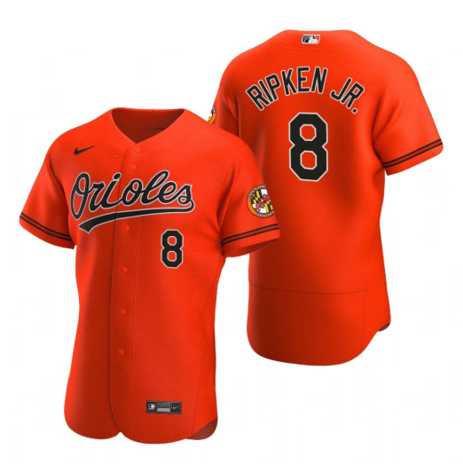 Men's Baltimore Orioles #8 Cal Ripken Jr. Orange Flex Base Stitched Jersey Men's Baltimore Orioles #8 Cal Ripken Jr. Orange Flex Base Stitched Jersey